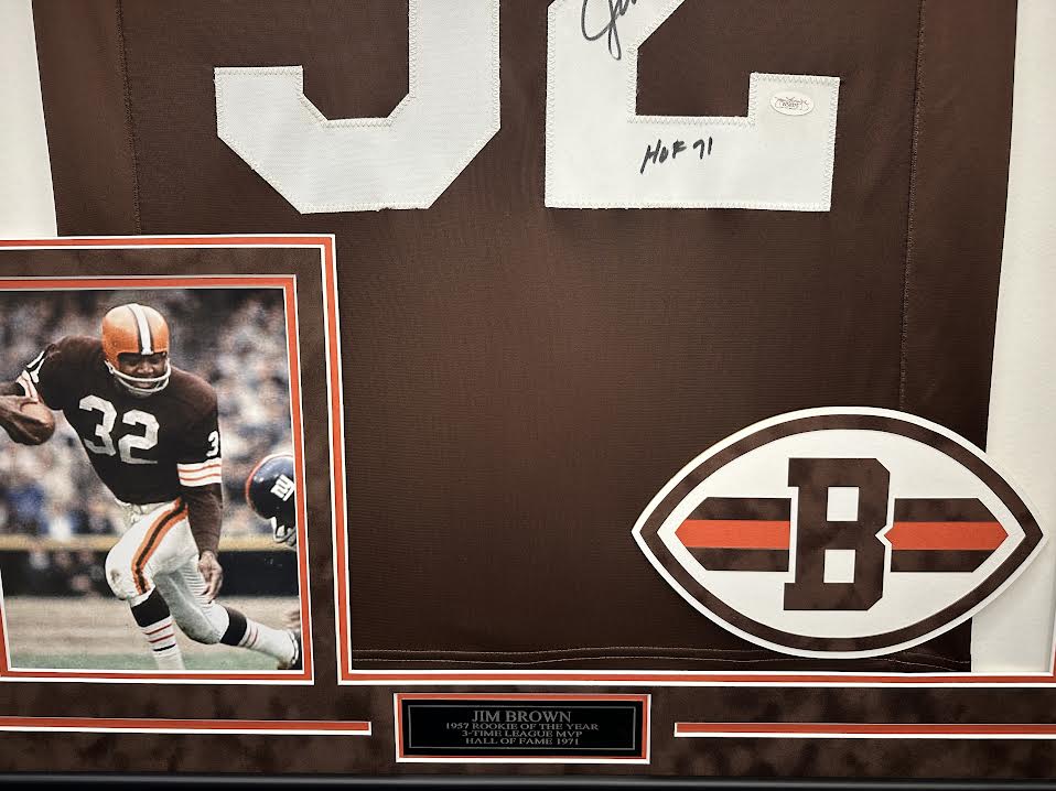 Jim Brown Autographed Hand Signed Custom Framed Cleveland Browns Jersey - JSA COA