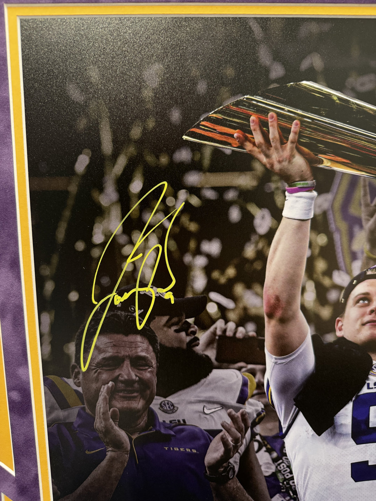 Joe Burrow Autographed Hand Signed Custom Framed 16x20 LSU Tigers Photo - Fanatics COA
