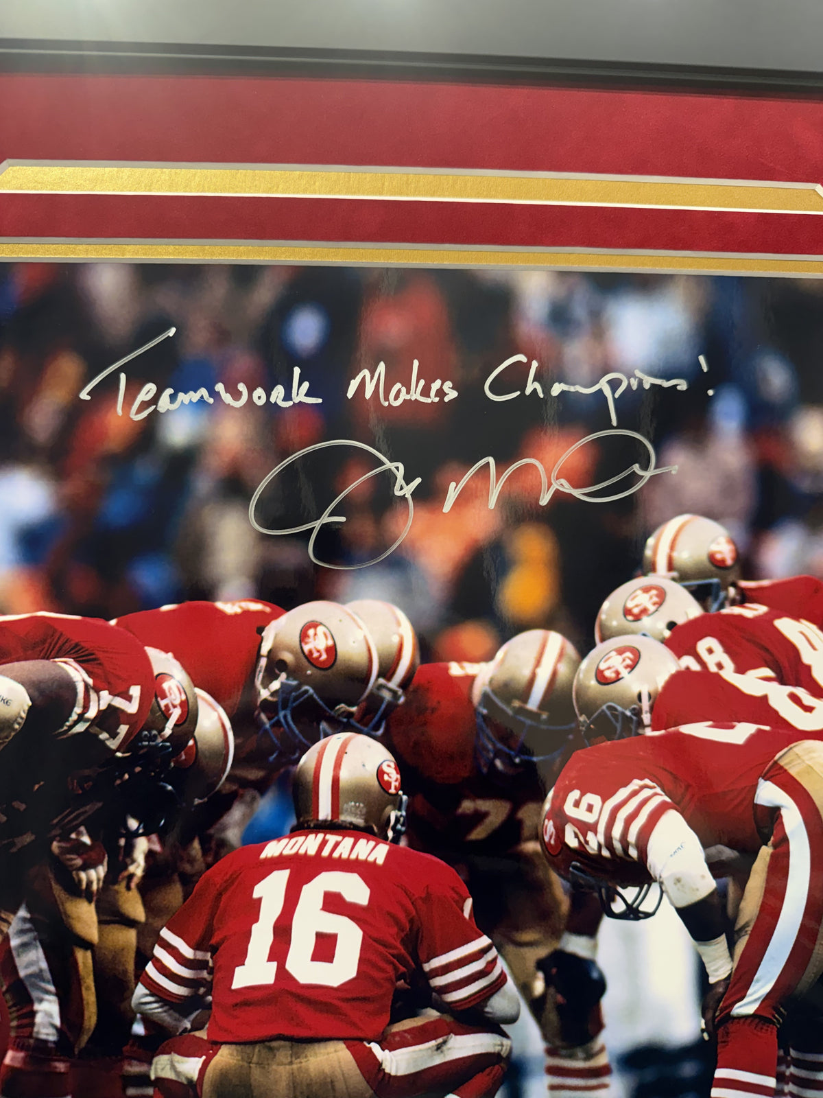 Joe Montana Autographed Hand Signed Custom Framed SF 49ers 16x20 Photo W/ Insc. - Beckett COA