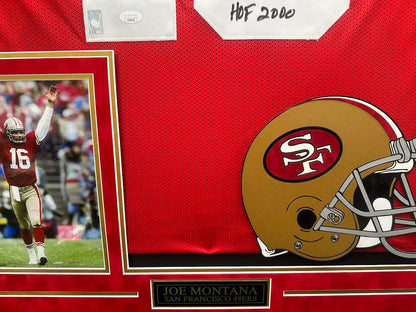 Joe Montana Autographed Hand Signed Custom Framed San Francisco 49ers Jersey W Insc. - JSA COA