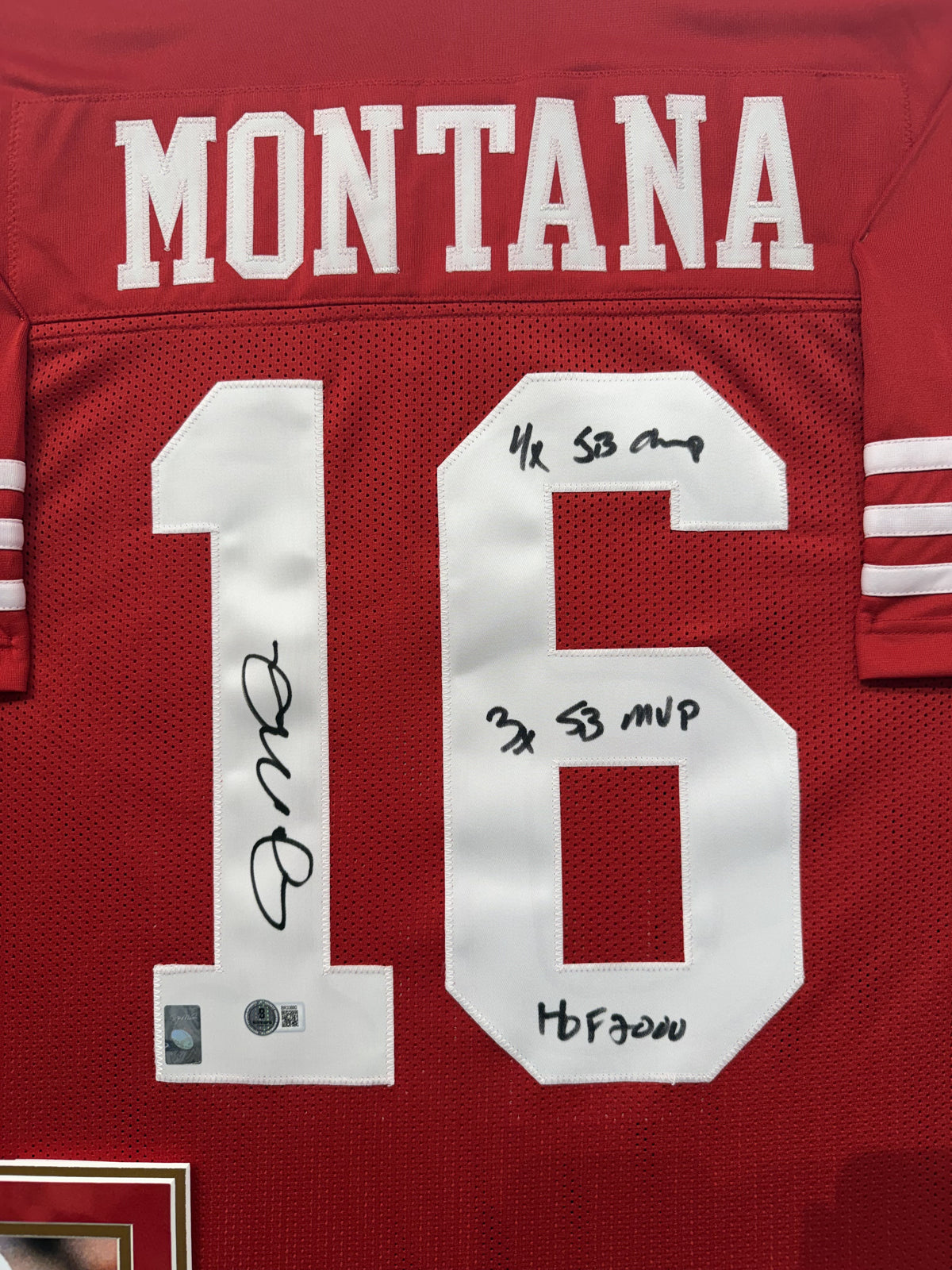 Joe Montana Autographed Hand Signed Custom Framed San Francisco 49ers Jersey W Insc. - JSA COA
