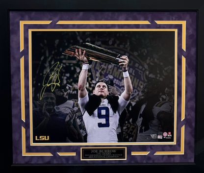 Joe Burrow Autographed Hand Signed Custom Framed 16x20 LSU Tigers Photo - Fanatics COA