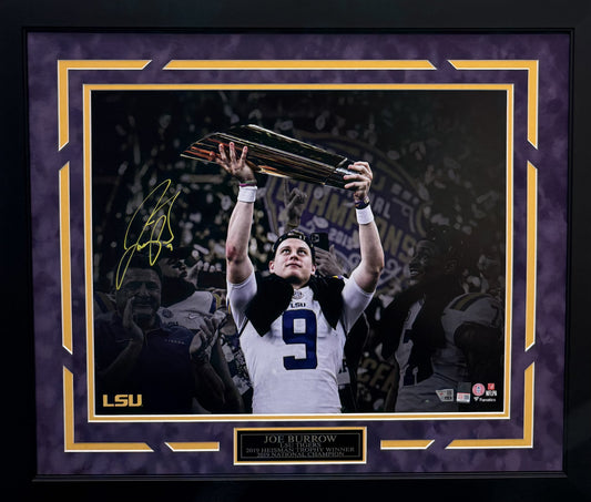 Joe Burrow Autographed Hand Signed Custom Framed 16x20 LSU Tigers Photo - Fanatics COA