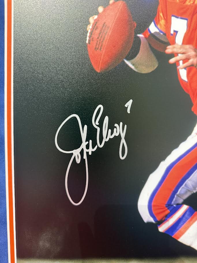 John Elway Autographed Hand Signed Custom Framed 16x20 Denver Broncos Photo - Fanatics COA