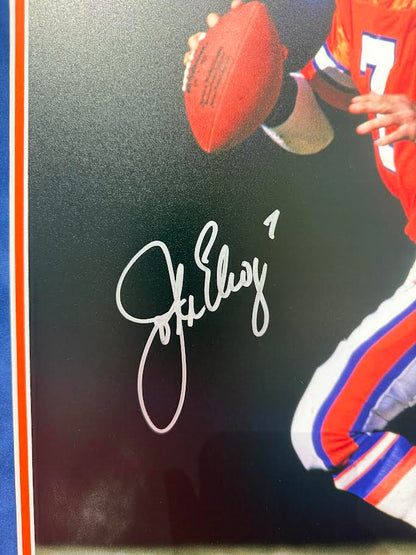 John Elway Autographed Hand Signed Custom Framed 16x20 Denver Broncos Photo - Fanatics COA