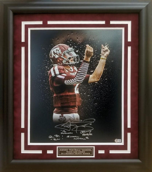 Johnny Manziel Autographed Hand Signed Custom Framed 16x20 Texas A&M Photo - JSA COA