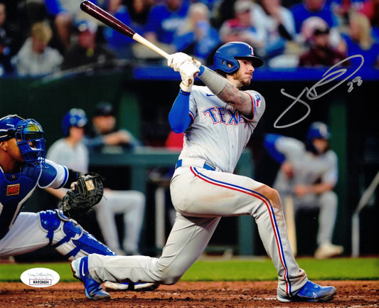 Jonah Heim Autographed Hand Signed 8x10 Texas Rangers Horizontal Photo (Batting) - JSA COA