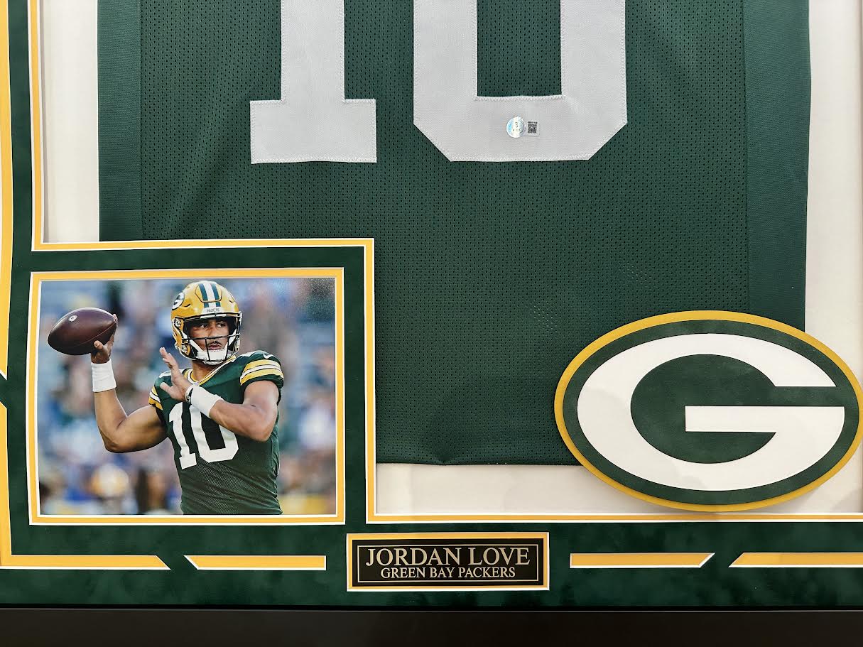Jordan Love Autographed Hand Signed Custom Framed Green Bay Packers Jersey - Beckett COA