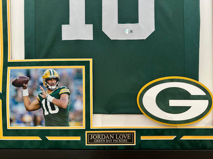 Jordan Love Autographed Hand Signed Custom Framed Green Bay Packers Jersey - Beckett COA