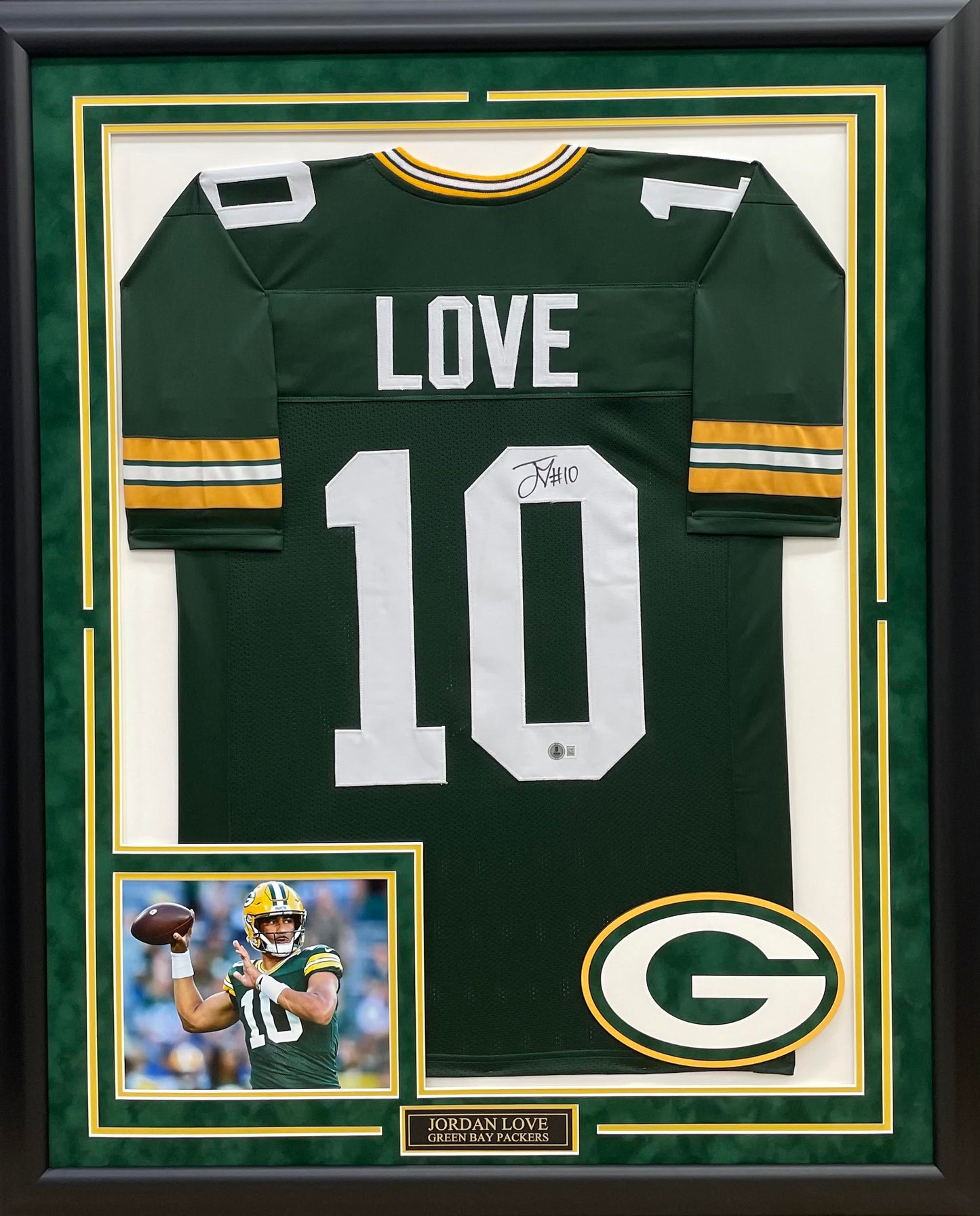 Jordan Love Autographed Hand Signed Custom Framed Green Bay Packers Jersey - Beckett COA