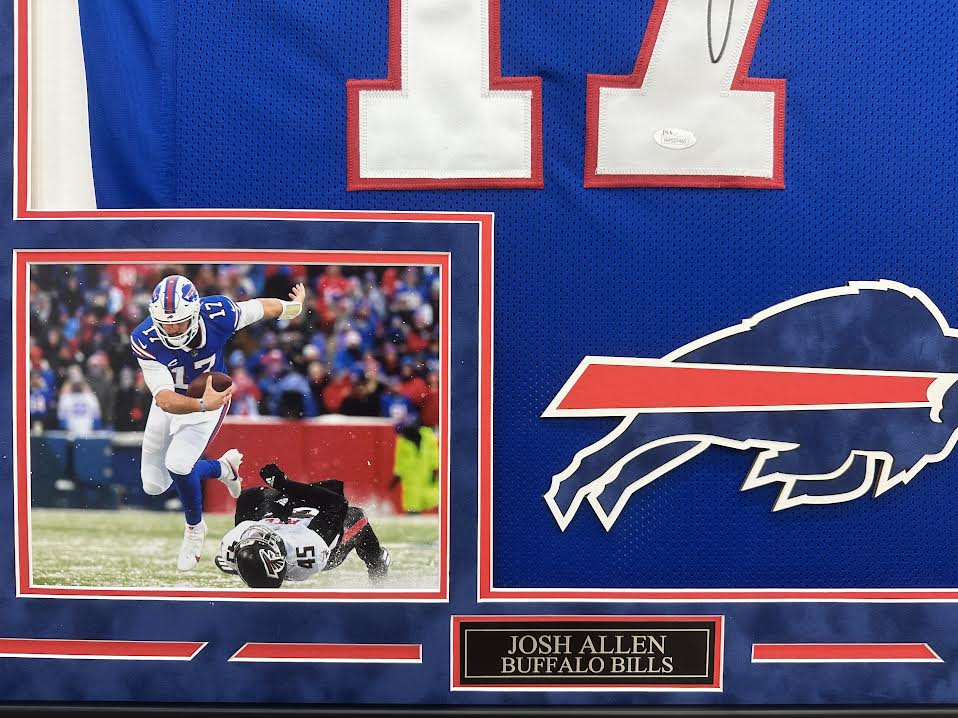 Josh Allen Autographed Hand Signed Custom Framed Buffalo Bills Jersey - JSA COA