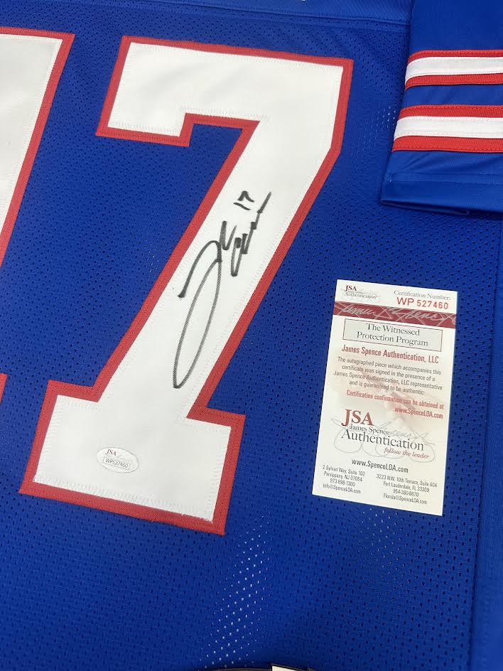 Josh Allen Autographed Hand Signed Custom Framed Buffalo Bills Jersey - JSA COA