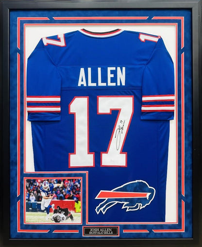 Josh Allen Autographed Hand Signed Custom Framed Buffalo Bills Jersey - JSA COA