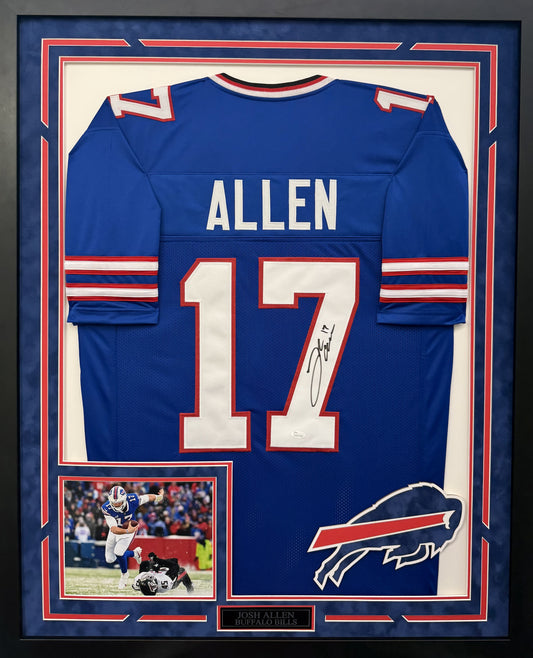 Josh Allen Autographed Hand Signed Custom Framed Buffalo Bills Jersey - JSA COA