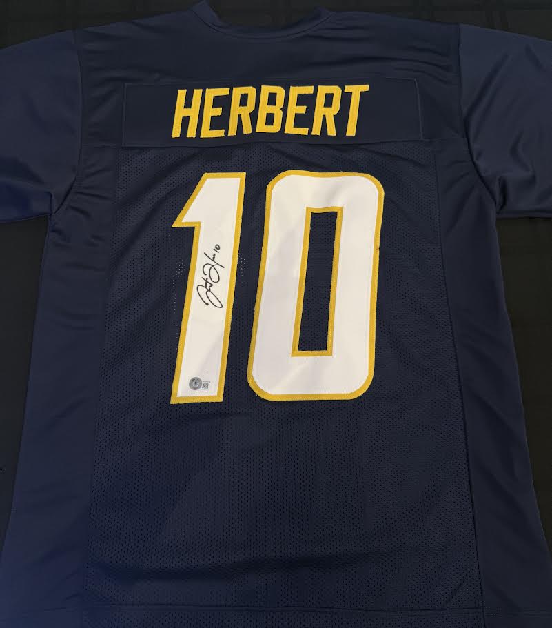 Justin Herbert Autographed Hand Signed Custom Los Angeles Chargers Jersey - Beckett COA