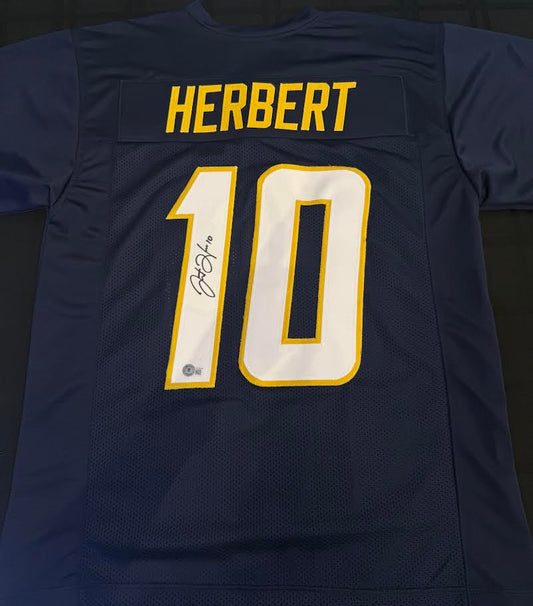 Justin Herbert Autographed Hand Signed Custom Los Angeles Chargers Jersey - Beckett COA