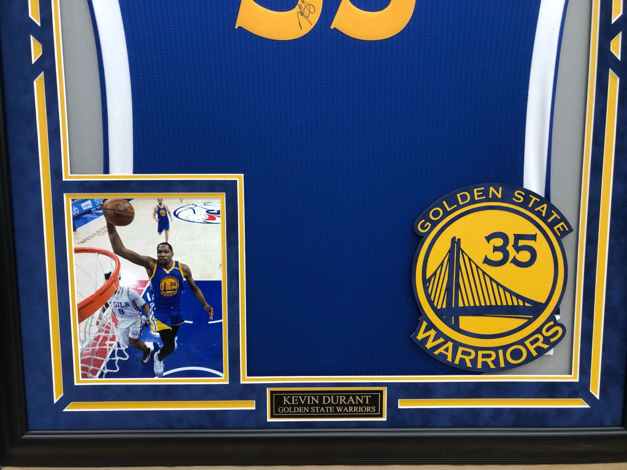 Kevin Durant Autographed Hand Signed Custom Framed Golden State Warriors Jersey - PSA COA