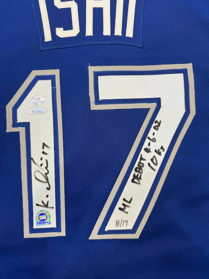 Kaz Ishii Autographed Hand Signed Custom Los Angeles Dodgers Jersey W/ Insc. - Tristar COA