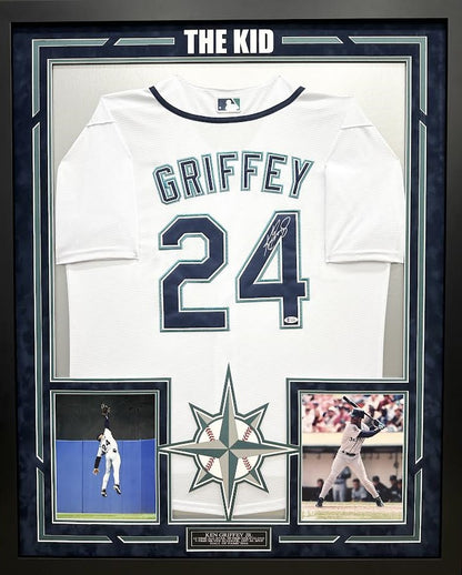 Ken Griffey Jr. Autographed Hand Signed Custom Framed Seattle Mariners Jersey - Beckett COA