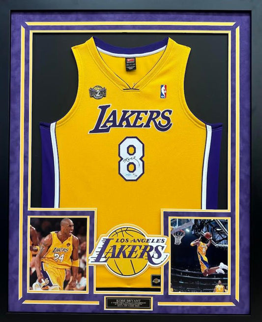 Kobe Bryant Autographed Hand Signed Custom Framed LA Lakers LE Jersey - UDA