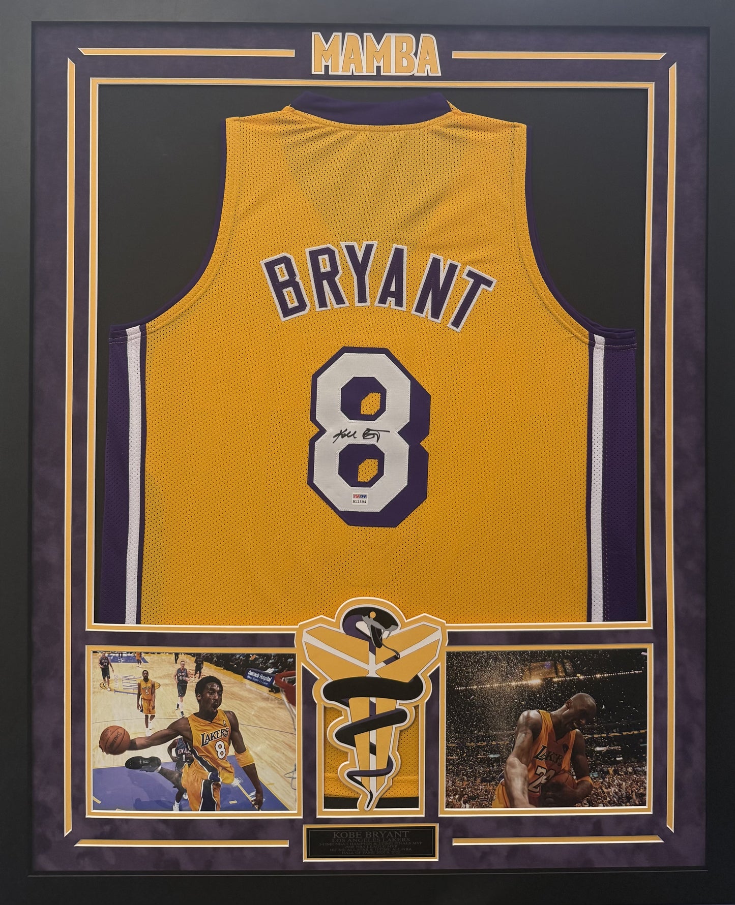 Kobe Bryant Autographed Hand Signed Custom Framed LA Lakers Jersey - PSA COA
