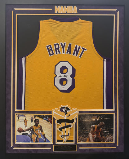 Kobe Bryant Autographed Hand Signed Custom Framed LA Lakers Jersey - PSA COA