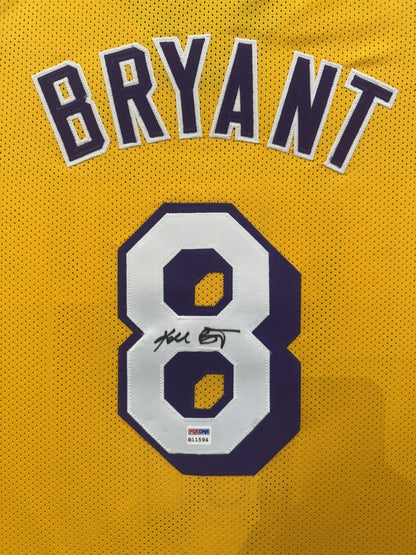 Kobe Bryant Autographed Hand Signed Custom Framed LA Lakers Jersey - PSA COA