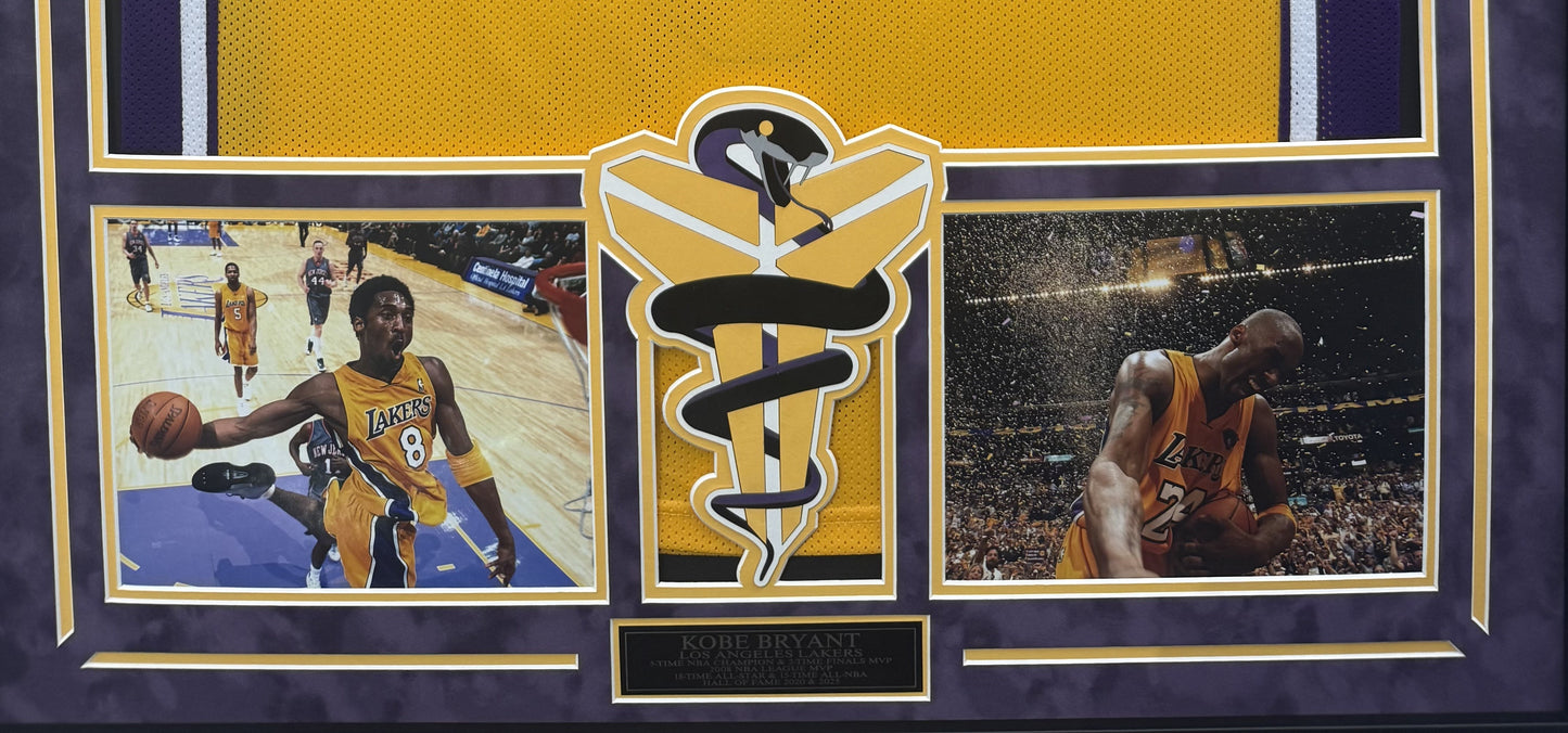 Kobe Bryant Autographed Hand Signed Custom Framed LA Lakers Jersey - PSA COA
