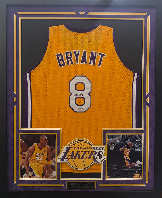Kobe Bryant Autographed Hand Signed Custom Framed LA Lakers Jersey - PSA/Beckett COA