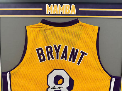 Kobe Bryant Autographed Hand Signed Custom Framed LA Lakers #8 Jersey (Custom Mamba Logo) - PSA/DNA COA