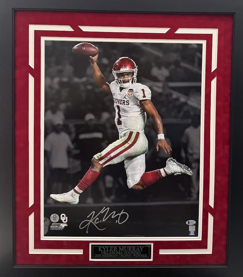 Kyler Murray Autographed Hand Signed Custom Framed 16x20 Oklahoma Sooners Photo - Beckett COA