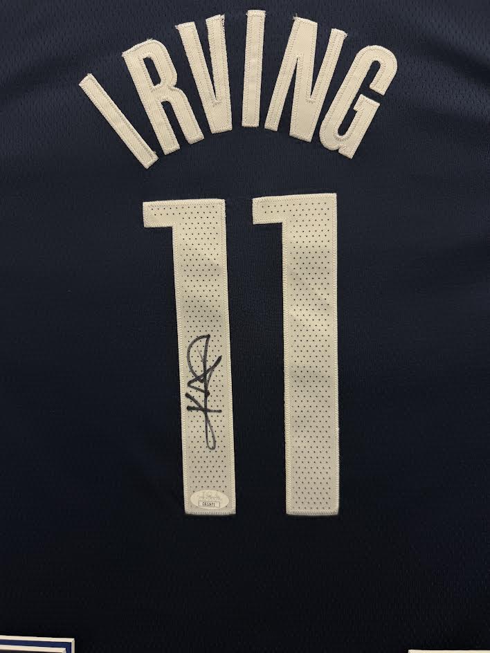 Kyrie Irving Autographed Hand Signed Custom Framed Dallas Mavericks Jersey - JSA COA