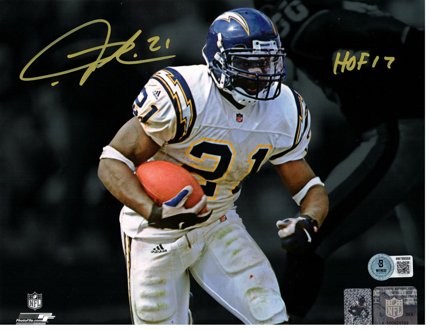 LaDainian Tomlinson Autographed Hand Signed 8x10 Chargers Photo W/ Insc. - Beckett COA