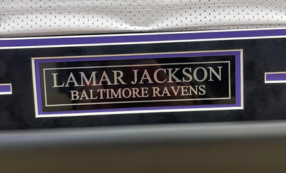 Lamar Jackson Autographed Hand Signed Custom Framed Baltimore Ravens Jersey - JSA COA