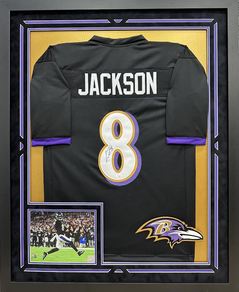 Lamar Jackson Autographed Hand Signed Custom Framed Baltimore Ravens Jersey - JSA COA