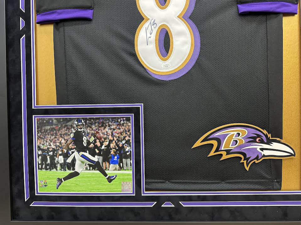 Lamar Jackson Autographed Hand Signed Custom Framed Baltimore Ravens Jersey - JSA COA