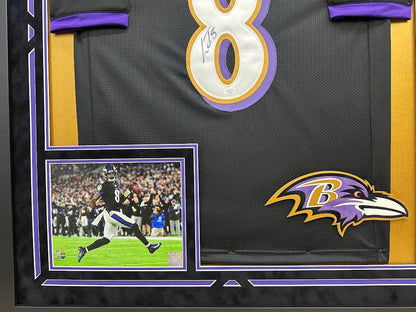 Lamar Jackson Autographed Hand Signed Custom Framed Baltimore Ravens Jersey - JSA COA