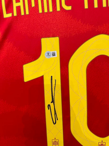 Lamine Yamal Autographed Hand Signed Custom Framed Spain Jersey - Beckett COA