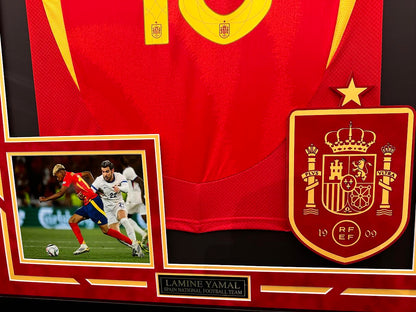 Lamine Yamal Autographed Hand Signed Custom Framed Spain Jersey - Beckett COA