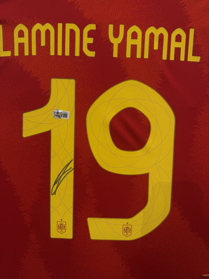 Lamine Yamal Autographed Hand Signed Custom Framed Spain Jersey - Beckett COA