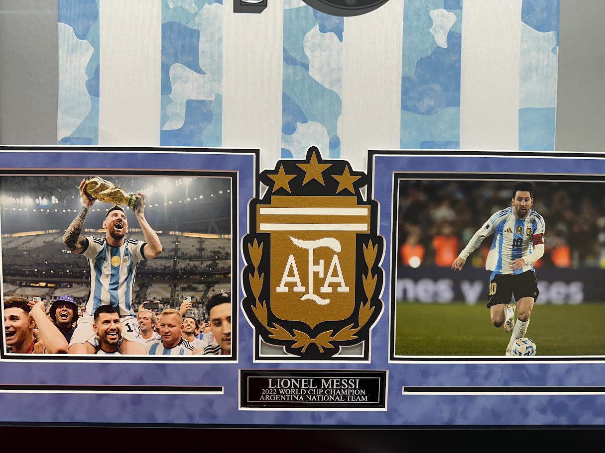 Lionel Messi Autographed Hand Signed Custom Framed Argentina Jersey - Beckett COA
