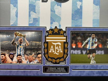 Lionel Messi Autographed Hand Signed Custom Framed Argentina Jersey - Beckett COA