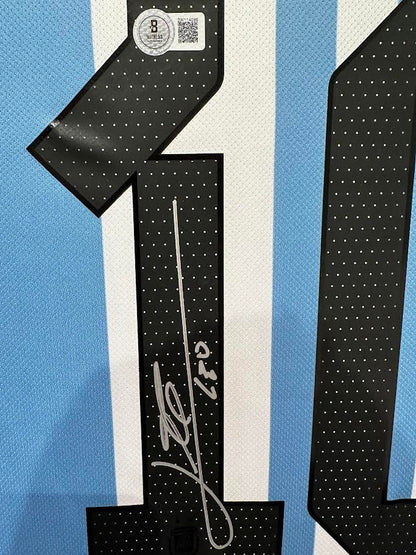 Lionel Messi Autographed Hand Signed Custom Framed Argentina Jersey - Beckett COA
