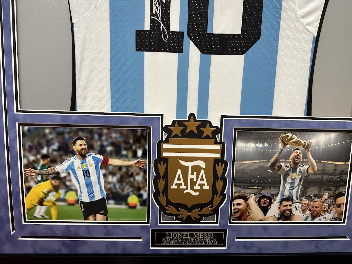 Lionel Messi Autographed Hand Signed Custom Framed Argentina World Cup Jersey - Beckett COA