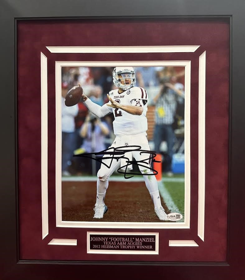Johnny Manziel Autographed Hand Signed Custom Framed 8x10 Texas A&M Aggies Photo - JSA COA
