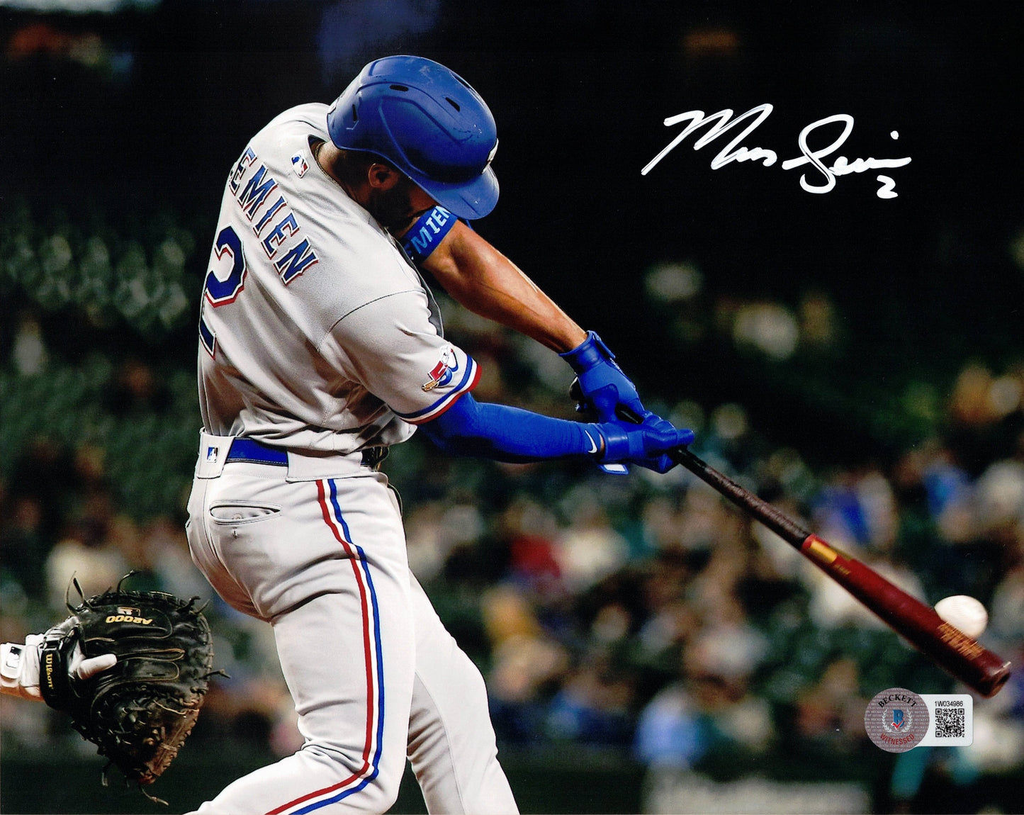 Marcus Semien Autographed Hand Signed 8x10 Texas Rangers Horizontal Photo - Beckett COA