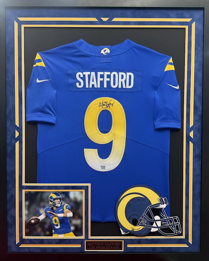 Matthew Stafford Autographed Hand Signed Custom Framed Los Angeles Rams Jersey - Fanatics COA