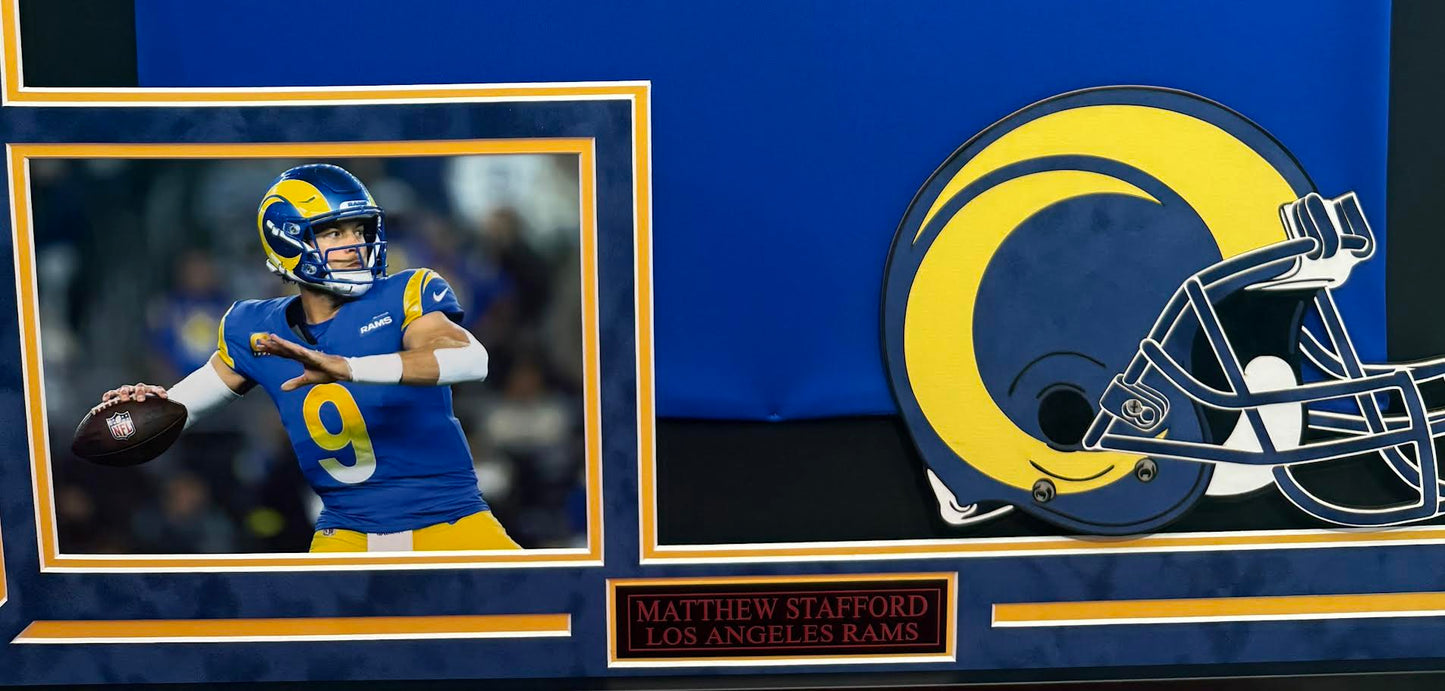 Matthew Stafford Autographed Hand Signed Custom Framed Los Angeles Rams Jersey - Fanatics COA