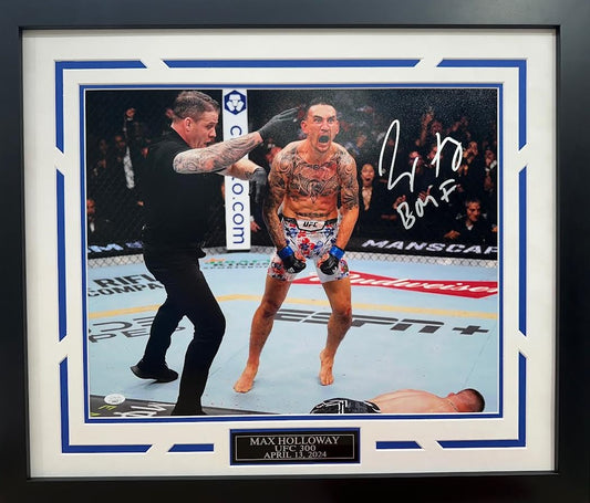 Max Holloway Autographed Hand Signed Custom Framed 16x20 Photo - JSA COA