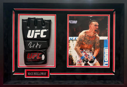 Max Holloway Autographed Hand Signed Custom Framed UFC Glove - JSA COA